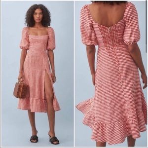 Reformation Linen Bandit dress, Belgium Gingham Check - size 0